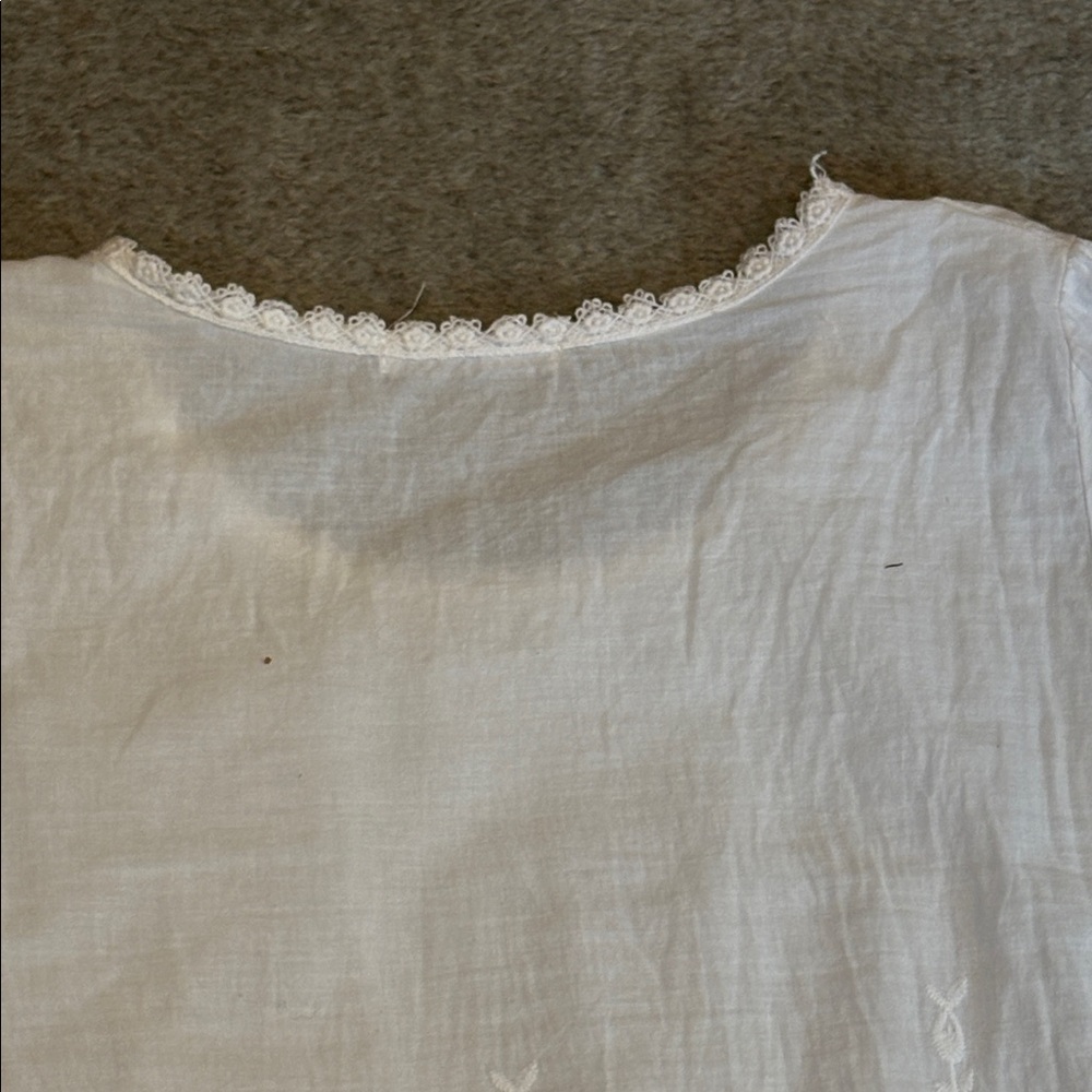 Bohemian cottage Core Cotton embroidered net lined shirt S - Picture 6 of 10